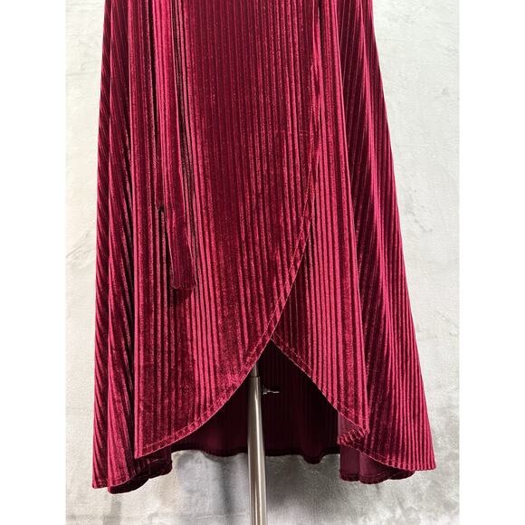 Baltic Born Dress Womens Small Burgundy Velvet Maxi Wrap Long Sleeve Goth Autumn - Picture 4 of 10